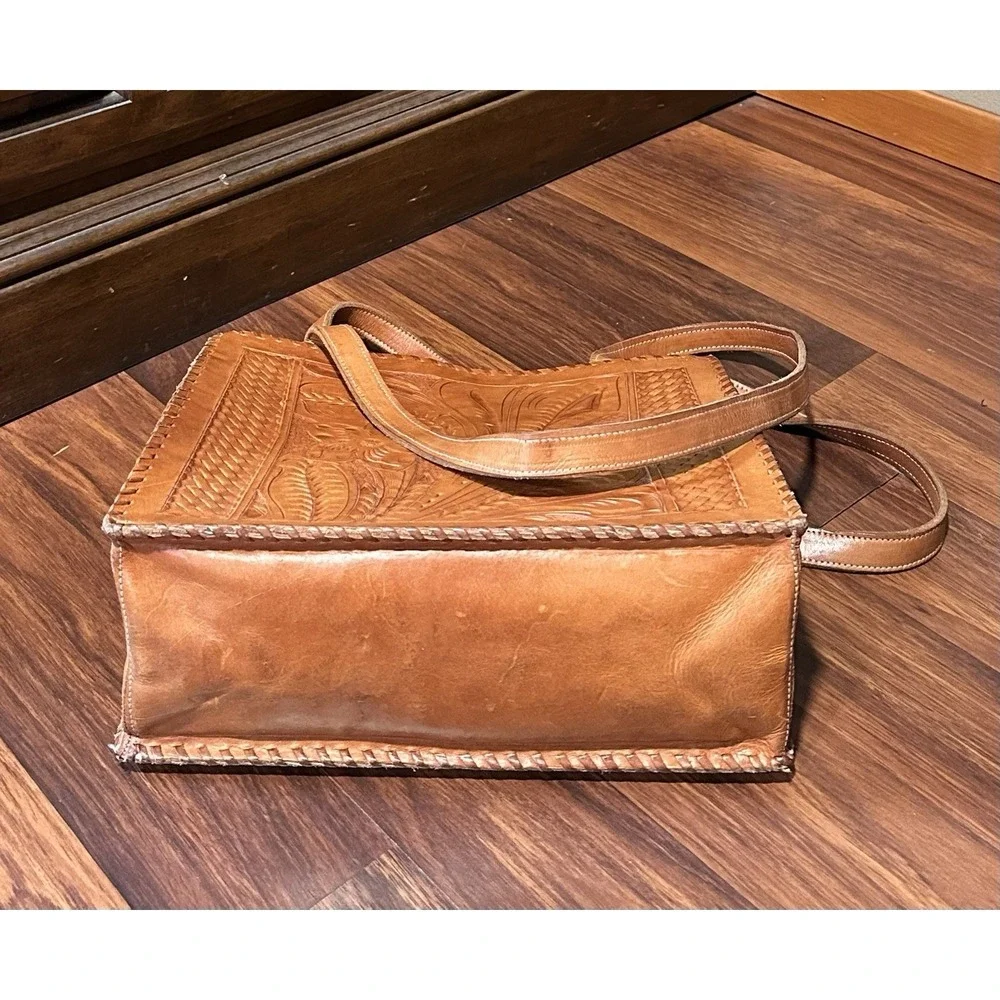 Vintage Coldwater Creek Hand Tooled Hobo Western Shoulder Bag
